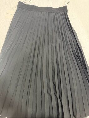 Nordstrom Black Pleated Skirt with Ribbed Waistband